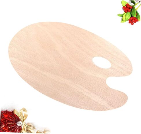 Homsfou Wooden Oval Color Mixing -صينية طلاء فنية ودية لزيت الأكريليك والتصميم الخفيف للألوان المائية للطلاب والفنانين في المدرسة والاستخدام المنزلي in Saudi Arabia