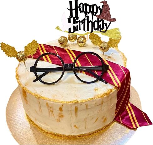 Wizard Party Decoration Set, 16 Pieces Birthday Cake Decorating, Cake Toppers with Glasses, Tie, Wings, Balls, Tattoos in Saudi Arabia