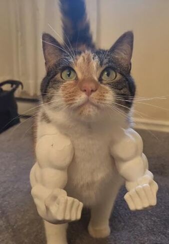Cat Muscle Arms 3D Printed Cat's Neck Muscle Fist Middle Finger Up F88k Cosplay for Dogs Cat Birthday Party Halloween Photo Shoot (White Finger) in Saudi Arabia