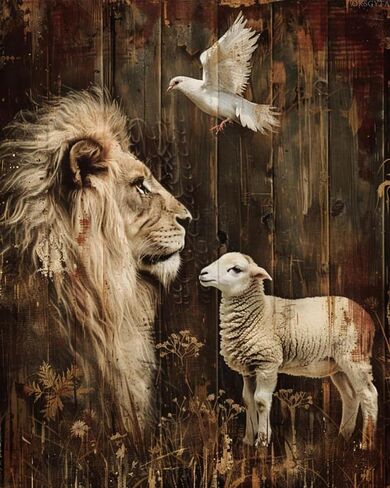 OKSGYTA Lion Lamb Paint by Numbers Kit for Adults, Vintage Animal Paint by Number on Canvas, Digital Oil Painting Kits Suitable for Home Wall Decoration Gift 20"x16" in Saudi Arabia