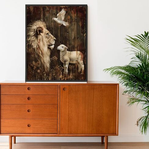 OKSGYTA Lion Lamb Paint by Numbers Kit for Adults, Vintage Animal Paint by Number on Canvas, Digital Oil Painting Kits Suitable for Home Wall Decoration Gift 20"x16" in Saudi Arabia
