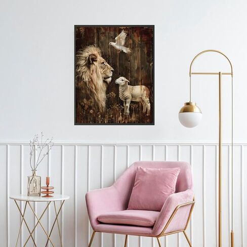 OKSGYTA Lion Lamb Paint by Numbers Kit for Adults, Vintage Animal Paint by Number on Canvas, Digital Oil Painting Kits Suitable for Home Wall Decoration Gift 20"x16" in Saudi Arabia