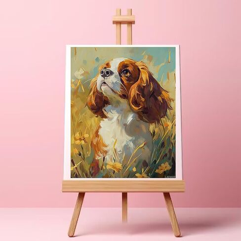 LAENAKR Paint by Numbers for Adults Cavalier King Charles Spaniel, Paint by Numbers Kit on Canvas for Beginners, Cute Dog Oil Painting Set Craft Supplies, 16" W x 20" L in Saudi Arabia