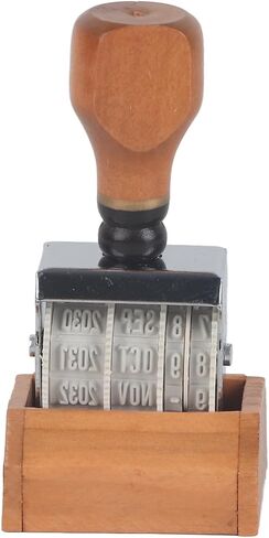 FDIT Wooden Date Stamp Wheel ، ختم تاريخ التدوير القابل للتعديل للورق ، والوثائق ، والحرف اليدوية ، علامة تاريخ محمولة مع انطباع واضح للمكتب والمدرسة والاستخدام المنزلي (2 × 1.3 بوصة) in Saudi Arabia