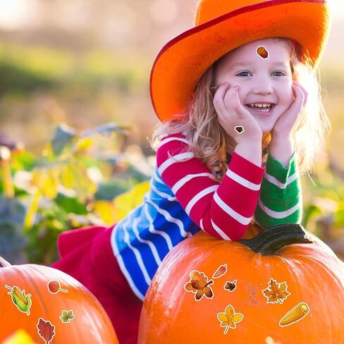Marspark 480 Pcs Fall Autumn Thanksgiving Leaves Stickers for Kids Multicolor Maple Leaves Corn Acorn Stickers for Fall Thanksgiving Theme Party Classroom Ornaments(Classic) in Saudi Arabia