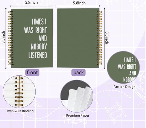 Welshower Green Humorous Office Spiral Notebook Journal, Funny Work Notebook for Coworkers, Times I Was Right and Nobody Listened Journal, Funny Office Supplies, 5.5x8.3 Inch in Saudi Arabia