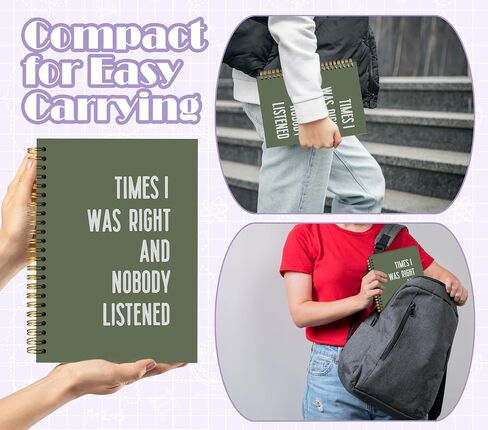 Welshower Green Humorous Office Spiral Notebook Journal, Funny Work Notebook for Coworkers, Times I Was Right and Nobody Listened Journal, Funny Office Supplies, 5.5x8.3 Inch in Saudi Arabia