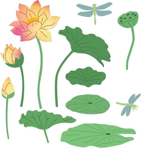 BENECREAT 2pcs Lotus Cutting Dies, Water Lily Lotus Leaf Dragonfly Carbon Steel Embossing Stencils Templates for Scrapbooking, Album Photo, Card Making, 0.8mm Thick in Saudi Arabia