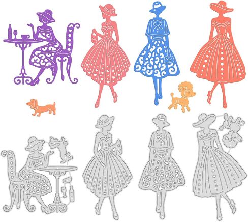 GLOBLELAND Afternoon Tea Lady Metal Cutting Dies Elegant Women Die Cuts for DIY Scrapbooking Wedding Birthday Valentine's Day Cards Making Album Envelope Decoration in Saudi Arabia