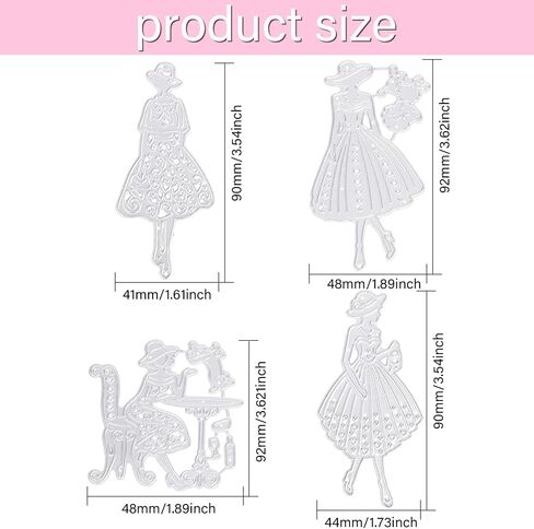GLOBLELAND Afternoon Tea Lady Metal Cutting Dies Elegant Women Die Cuts for DIY Scrapbooking Wedding Birthday Valentine's Day Cards Making Album Envelope Decoration in Saudi Arabia