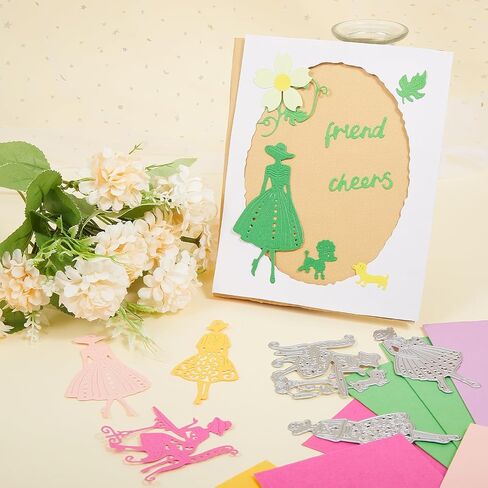 GLOBLELAND Afternoon Tea Lady Metal Cutting Dies Elegant Women Die Cuts for DIY Scrapbooking Wedding Birthday Valentine's Day Cards Making Album Envelope Decoration in Saudi Arabia
