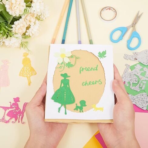 GLOBLELAND Afternoon Tea Lady Metal Cutting Dies Elegant Women Die Cuts for DIY Scrapbooking Wedding Birthday Valentine's Day Cards Making Album Envelope Decoration in Saudi Arabia