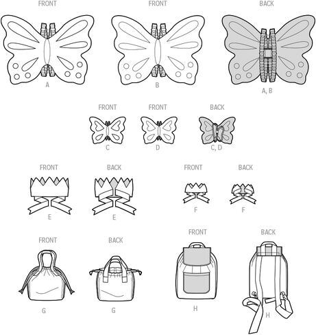 Simplicity Children's, Tote, and Backpack Plus Wings and Crown Plush Animals Sewing Pattern Packet by Laura Ashley, Code S9765, for Child's Sizes S-M-L and 18" Dolls, Multicolor in Saudi Arabia