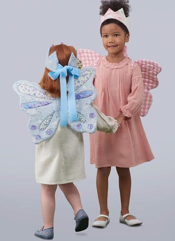 Simplicity Children's, Tote, and Backpack Plus Wings and Crown Plush Animals Sewing Pattern Packet by Laura Ashley, Code S9765, for Child's Sizes S-M-L and 18" Dolls, Multicolor in Saudi Arabia