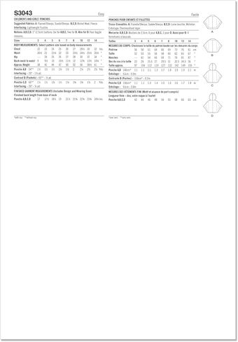 Simplicity SS3043K5 Girls' Unlined Ponchos Sewing Pattern Packet, Design Code S3043, Sizes 7-8-10-12-14, Multicolor in Saudi Arabia