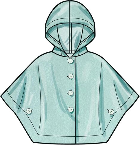 Simplicity SS3043K5 Girls' Unlined Ponchos Sewing Pattern Packet, Design Code S3043, Sizes 7-8-10-12-14, Multicolor in Saudi Arabia