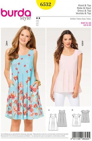 Burda Ladies Easy Sewing Pattern 6532 Loose Fit Dress & Top in Saudi Arabia