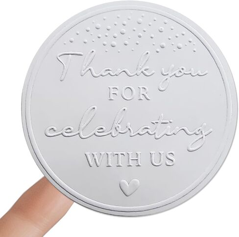 100 x Thank You Birthday Stickers Thanks For Celebrating With Us Labels Embossed Stickers Birthday Stickers Package Favor Stickers Birthday Raised Sticker Thank you Favor Tag (With Us) in Saudi Arabia