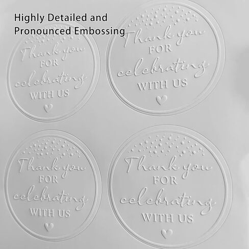 100 x Thank You Birthday Stickers Thanks For Celebrating With Us Labels Embossed Stickers Birthday Stickers Package Favor Stickers Birthday Raised Sticker Thank you Favor Tag (With Us) in Saudi Arabia