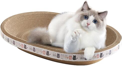 Cat Scratcher, High-Density Oval-Shaped Scratching Board, Water-Resistant and Durable Cardboard, Suitable for Medium to Large Breeds, Provides Firm and Cozy Resting Place in Saudi Arabia