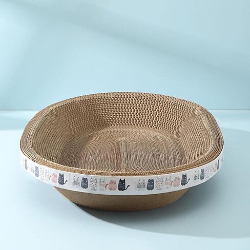 Cat Scratcher, High-Density Oval-Shaped Scratching Board, Water-Resistant and Durable Cardboard, Suitable for Medium to Large Breeds, Provides Firm and Cozy Resting Place in Saudi Arabia
