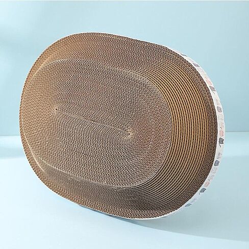 Cat Scratcher, High-Density Oval-Shaped Scratching Board, Water-Resistant and Durable Cardboard, Suitable for Medium to Large Breeds, Provides Firm and Cozy Resting Place in Saudi Arabia