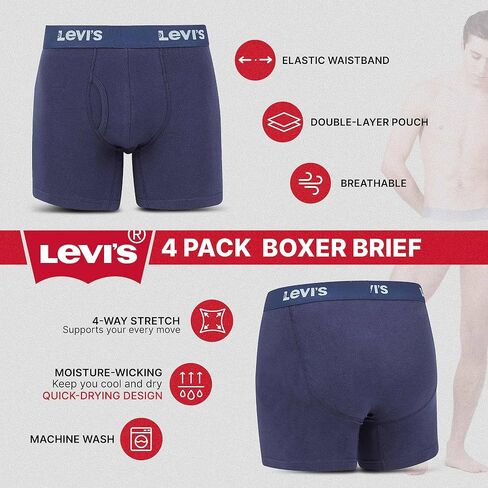 Levi's Mens Boxer Briefs Breathable Stretch Underwear 4 Pack in Saudi Arabia