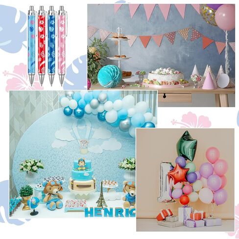 24 Pcs Blue Cartoon Ballpoint Pens Bulk Cute Black Ink Retractable Pen Smooth Writing Birthday Party Favors Gift School Office Supplies in Kuwait