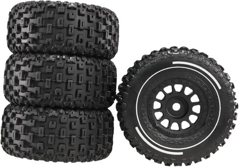 RC Car Tyre Tires Set 4X Easy to Use Professional with 12mm Hex Convenient Parts Spare Parts 65mm Replace Tyre Toy Car Wheels, Black in Saudi Arabia