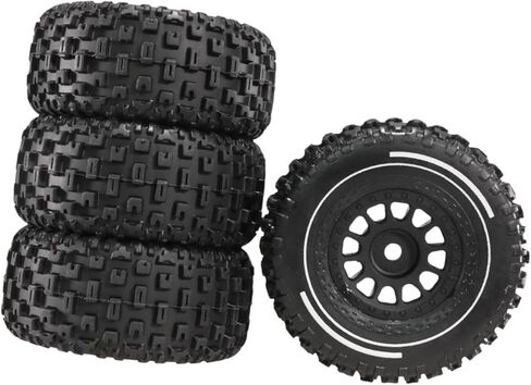RC Car Tyre Tires Set 4X Easy to Use Professional with 12mm Hex Convenient Parts Spare Parts 65mm Replace Tyre Toy Car Wheels, Black in Saudi Arabia