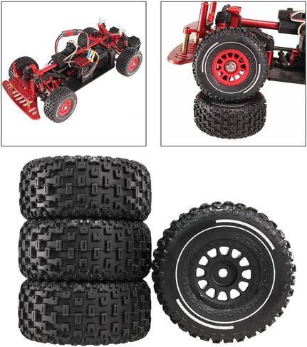 RC Car Tyre Tires Set 4X Easy to Use Professional with 12mm Hex Convenient Parts Spare Parts 65mm Replace Tyre Toy Car Wheels, Black in Saudi Arabia