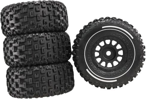 RC Car Tyre Tires Set 4X Easy to Use Professional with 12mm Hex Convenient Parts Spare Parts 65mm Replace Tyre Toy Car Wheels, Black in Saudi Arabia