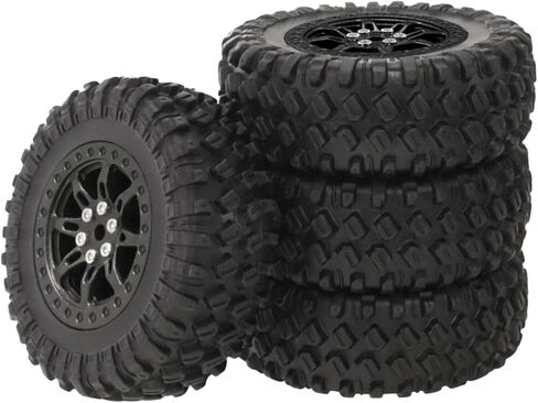 4X RC Car Wheel Tires Spare Parts Upgrade Accessories for 1/12 D90 D91 MN98 MN99s 1/16 C14 C24 C74 B16 B36 Models 2.76 Inch- Black in Kuwait