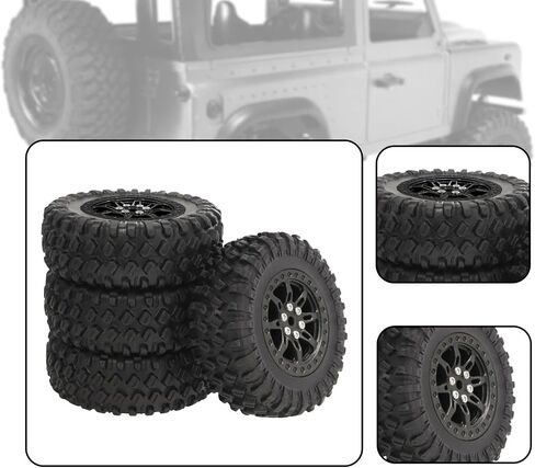 4X RC Car Wheel Tires Spare Parts Upgrade Accessories for 1/12 D90 D91 MN98 MN99s 1/16 C14 C24 C74 B16 B36 Models 2.76 Inch- Black in Kuwait