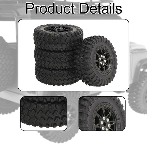 4X RC Car Wheel Tires Spare Parts Upgrade Accessories for 1/12 D90 D91 MN98 MN99s 1/16 C14 C24 C74 B16 B36 Models 2.76 Inch- Black in Kuwait