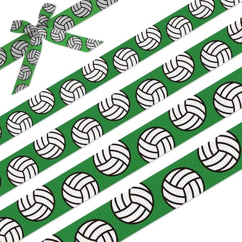 Grosgrain Volleyball Ribbon - 4 Widths (3/8 "، 5/8" ، 7/8 "، 1") ، 5 ياردة لكل منهما ، نمط رياضي - مثالي لأقواس الشعر ، التشجيع ، هدايا الفريق ، صياغة DIY ، غلاف الهدايا (البرتقالي) in Kuwait
