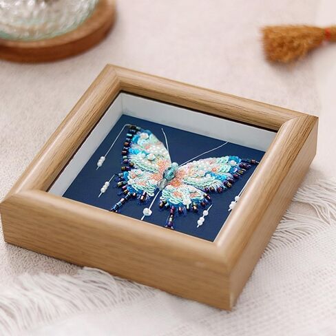مجموعات التطريز بالخرز الفراشة مع الإطار ، مستلزمات حرفة ثلاثية الأبعاد ، حبات ، طقم Stitch Starter Kit للبالغين المبتدئين مع ورقة تعليمية كاملة الألوان ، والفراشات مع نمط اللؤلؤ (الأزرق البحري) in Saudi Arabia