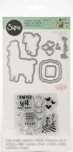 Sizzix Framelits Dies with Stamps Llama Love by Katelyn Lizar, 8-Pack, MultiColor in Saudi Arabia