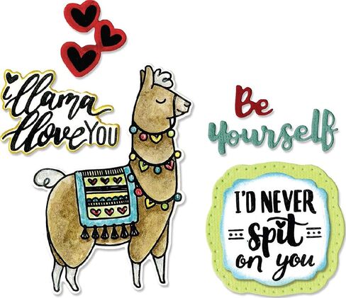 Sizzix Framelits Dies with Stamps Llama Love by Katelyn Lizar, 8-Pack, MultiColor in Saudi Arabia