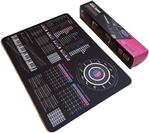 ورقة الغش في نظرية الموسيقى Mousepad - 35 × 25 سم (13.8 "x9.8") و 80 × 30 سم (31.5 "x11.8") - صيغ الوتر ، دائرة من الخامس ، أوضاع و clefs - حصيرة مكتب التعلم الموسيقي - إصدار LED متاح in Saudi Arabia