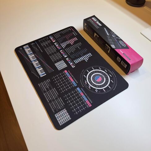 ورقة الغش في نظرية الموسيقى Mousepad - 35 × 25 سم (13.8 "x9.8") و 80 × 30 سم (31.5 "x11.8") - صيغ الوتر ، دائرة من الخامس ، أوضاع و clefs - حصيرة مكتب التعلم الموسيقي - إصدار LED متاح in Saudi Arabia