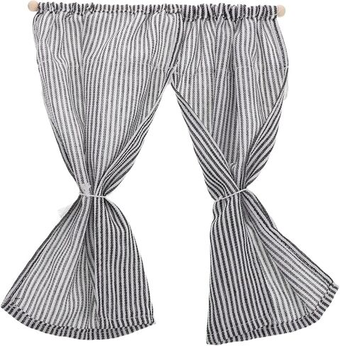 Toyvian Striped Miniature Curtains for Dollhouse Scale Small Drapes Elegant Design for Dollhouse Accessories and Home Decor Versatile Mini Window Treatments in Kuwait