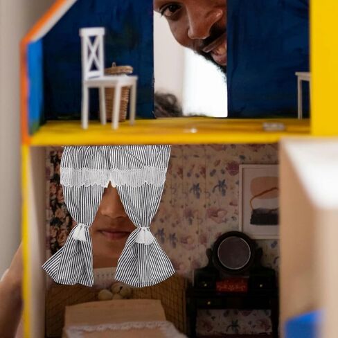 Toyvian Striped Miniature Curtains for Dollhouse Scale Small Drapes Elegant Design for Dollhouse Accessories and Home Decor Versatile Mini Window Treatments in Kuwait