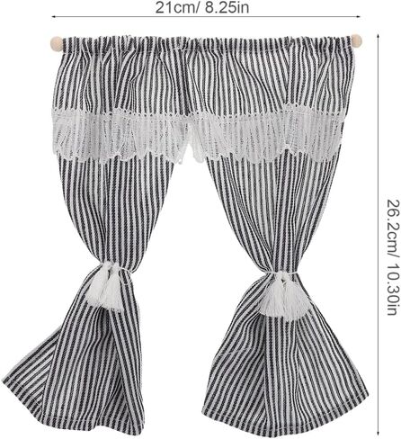 Toyvian Striped Miniature Curtains for Dollhouse Scale Small Drapes Elegant Design for Dollhouse Accessories and Home Decor Versatile Mini Window Treatments in Kuwait