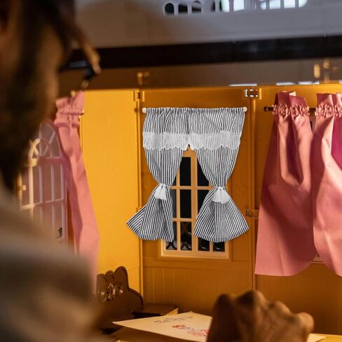 Toyvian Striped Miniature Curtains for Dollhouse Scale Small Drapes Elegant Design for Dollhouse Accessories and Home Decor Versatile Mini Window Treatments in Kuwait