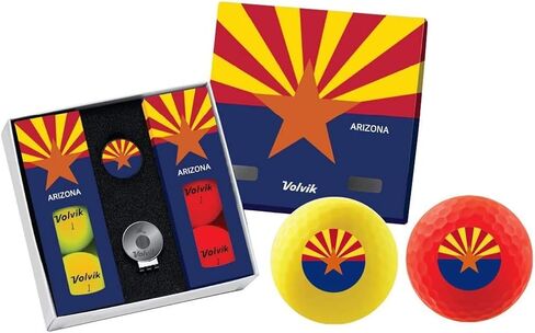 حزم هدايا Volvik Vivid Golf Balls State Edition | كرات الغولف في ولاية كولورادو | مسافة نهائية بملمس ناعم | رؤية عالية وديناميكية هوائية | 4 كرات مع قلم تحديد كروي ومشبك قبعة مغناطيسي 2.0 in Kuwait
