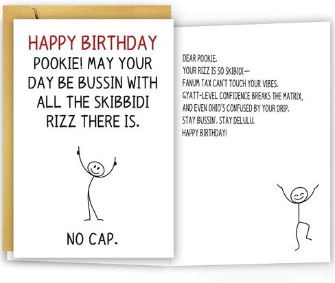 Funny Birthday Card for Boys Girls, Humor Teenagers Gen Z Slang Bday Decorations & Gifts, Unique 13th 14th 15th 16th 17th 18th 19th 20th 21st Birthday Cards for BFF Friend Son Daughter Grandson in Saudi Arabia