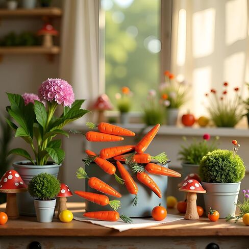 30 PCS Miniature Miniature Simulation Orange Mini Vegetable Resin Carrot Models Foods Motical Foods for Dollhouse Kitchen Decoration Easter Party Supplies Dollhouse Accessories in Saudi Arabia