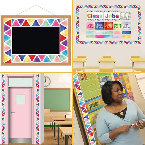 Fancy Land Watercolor Bulletin Board Borders for Classroom Decor Colorful Straight Trim Border for Art Class Chalkboard Decoration Back to School Supplies 36ft in Saudi Arabia