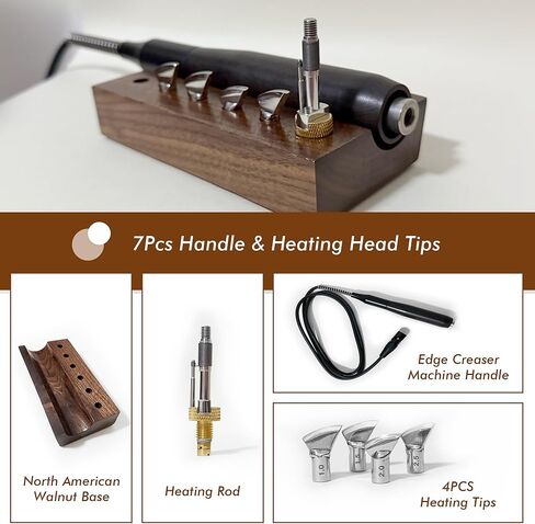 7Pcs Leather Creaser Machine Handle & Heating Head Replacement, Universal Fabric Sealing Iron Press Tip Set for Leather Edge Creaser, Heat Resistant & Durable​ in Saudi Arabia